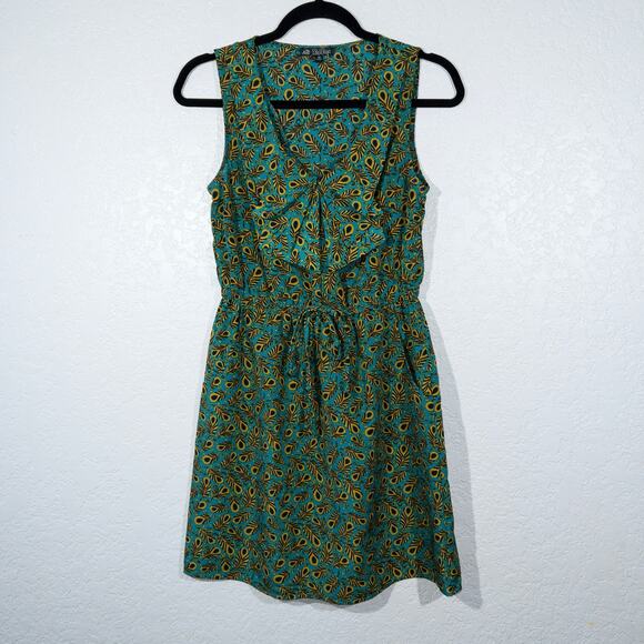 Bebop Green Peacock Feathers Ruffle Top Dress‎ Size Medium - Picture 1 of 6